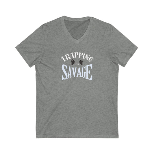 Trapping Savage Unisex Jersey Short Sleeve V-Neck Tee