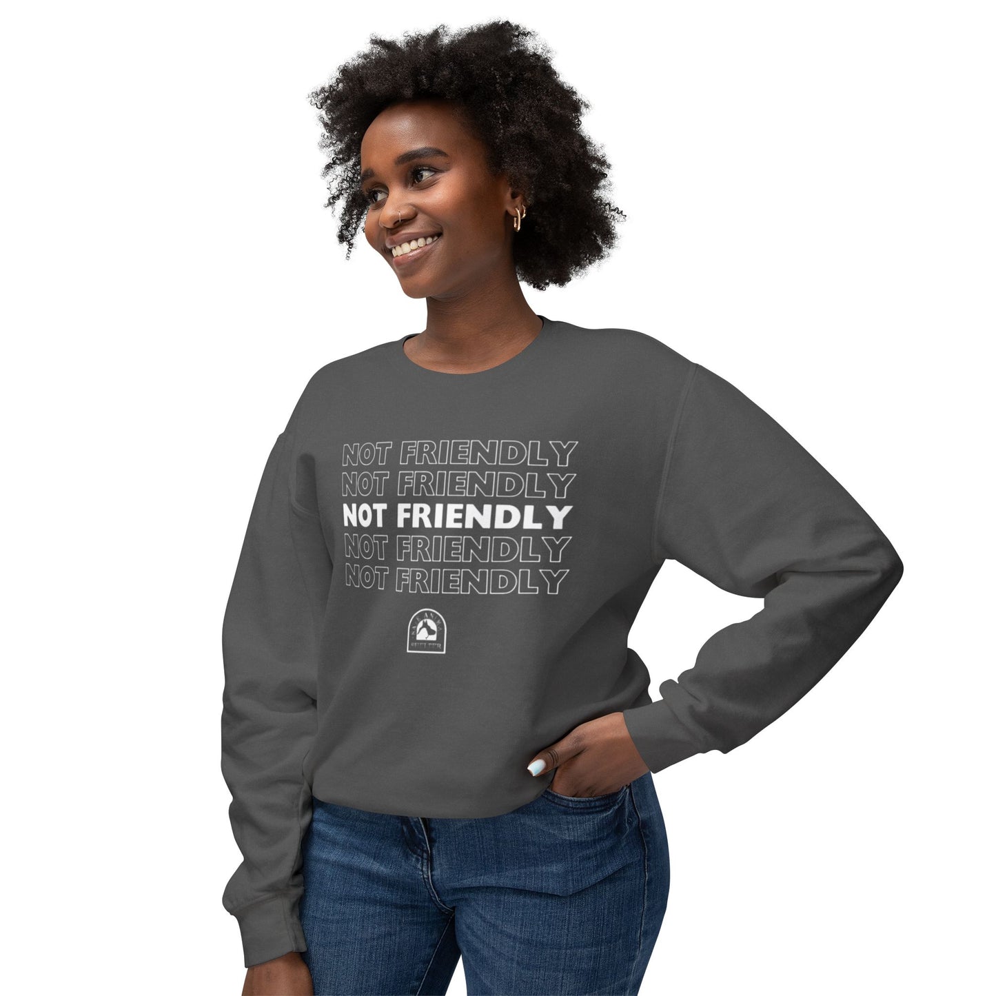 Not Friendly Unisex Lightweight Crewneck Sweatshirt