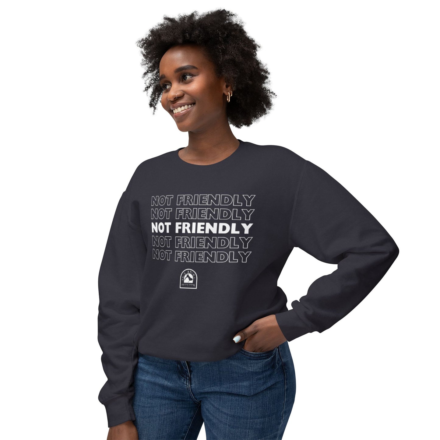 Not Friendly Unisex Lightweight Crewneck Sweatshirt