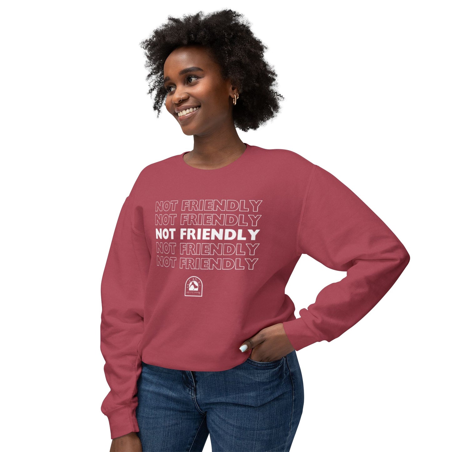 Not Friendly Unisex Lightweight Crewneck Sweatshirt