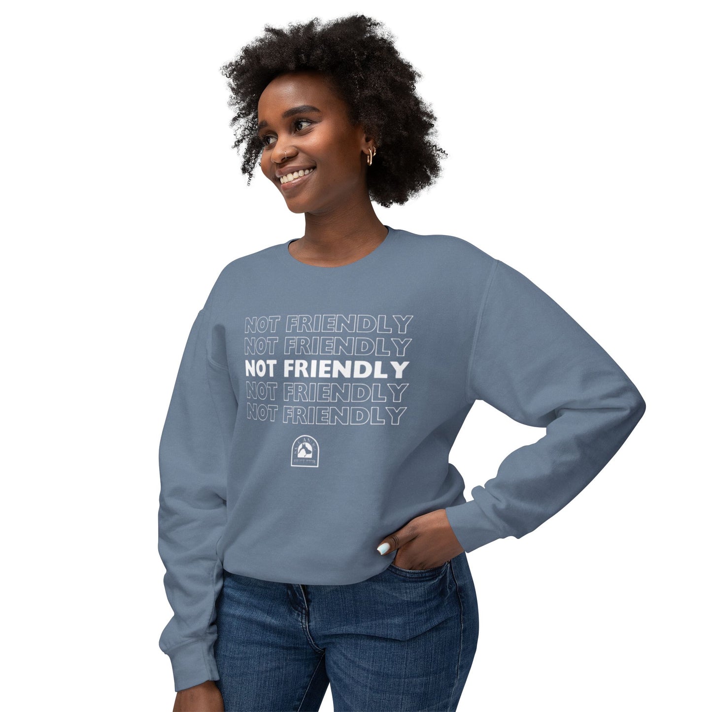 Not Friendly Unisex Lightweight Crewneck Sweatshirt